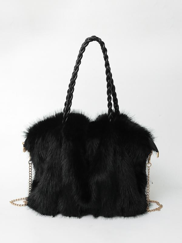 Plush Shoulder Tote Bag For Women | Ellie