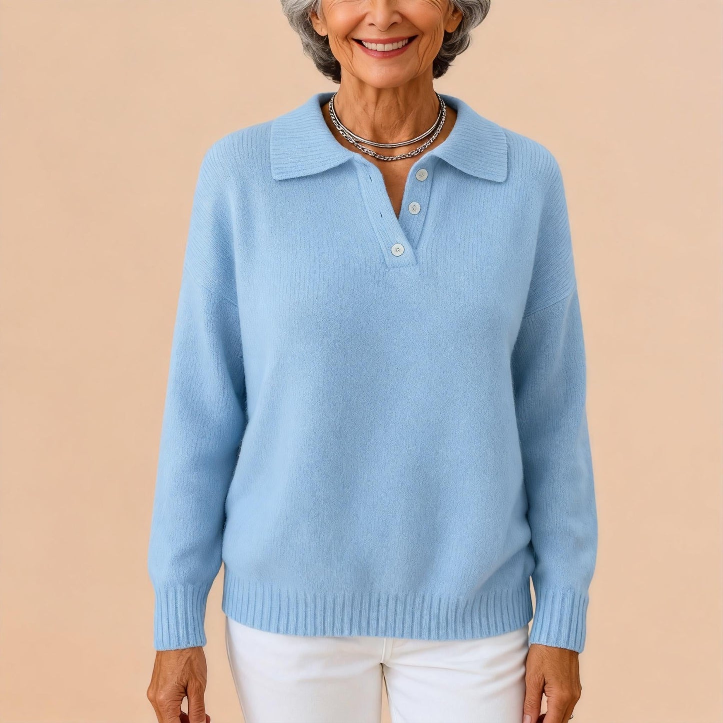 Collared Button Neck Sweater for Women | Celestine