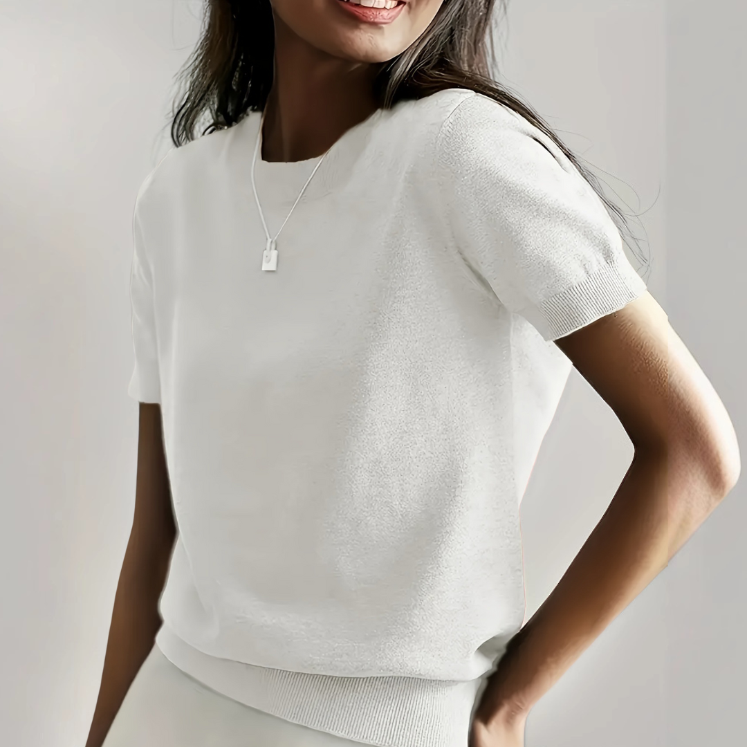 Casual Short Sleeve Crew Neck Top For Women | Alverine