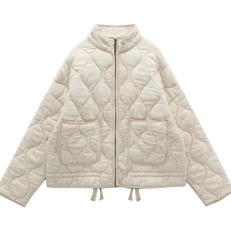 Quilted Zip Front Jacket For Women | Mirelda