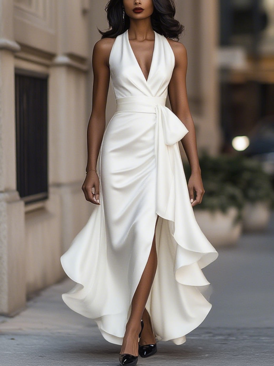 Elegant Halter Neck Long Dress For Women | Sara
