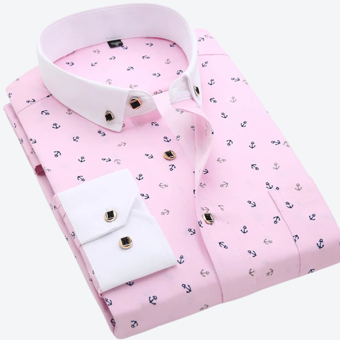 Nautical Print Long Sleeve Shirt For Men | Marcellin