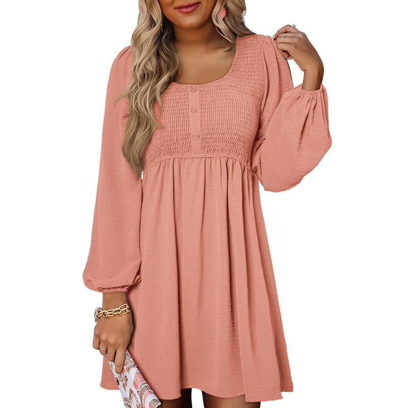 Casual Smocked Empire Waist A Line Dress For Women | Clarimelle