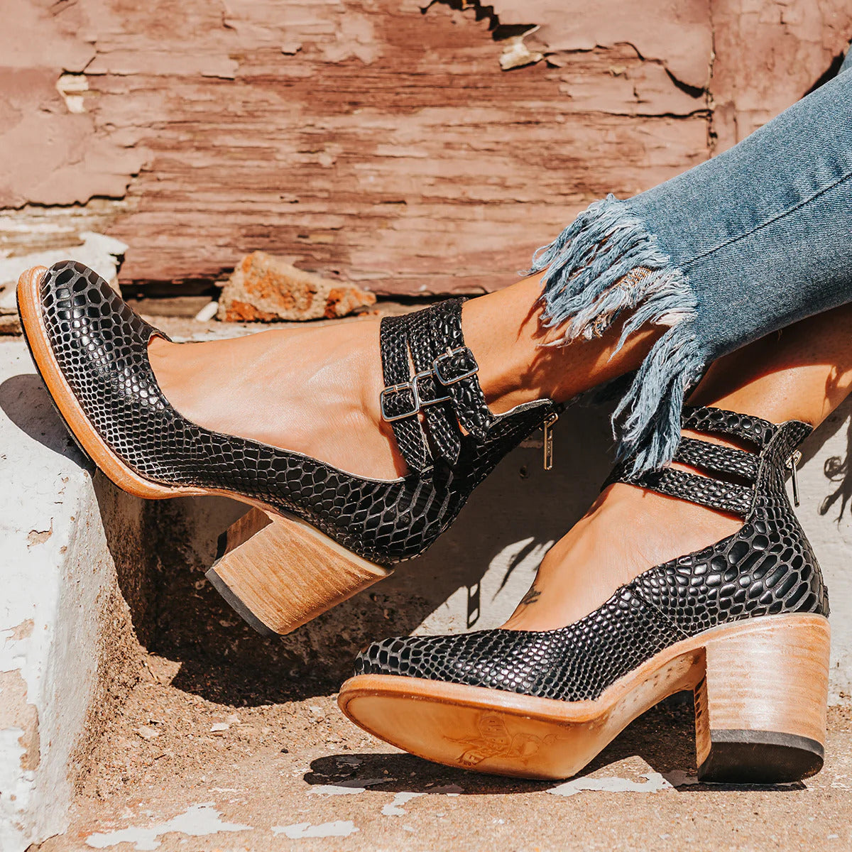 Vintage Ankle Strap Block Heel Sandals For Women | Arletta