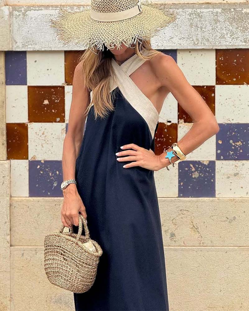 Cross Neck Long Dress For Women | Selmira