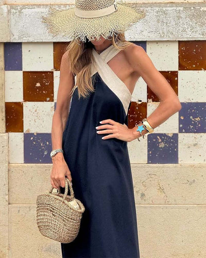 Cross Neck Long Dress For Women | Selmira