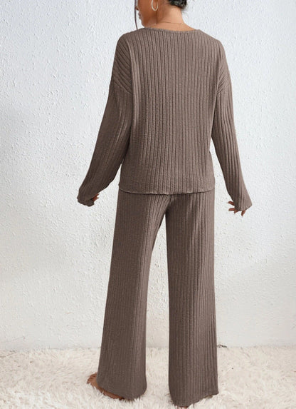 Relaxed Ribbed Two Piece Lounge Set For Women | Mireva