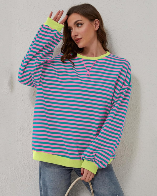 Striped Oversized Sweatshirt For Women | Calista