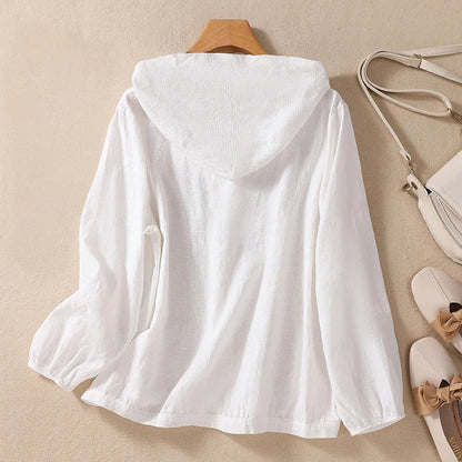 Lightweight Button Front Hooded Top For Women | Sorella