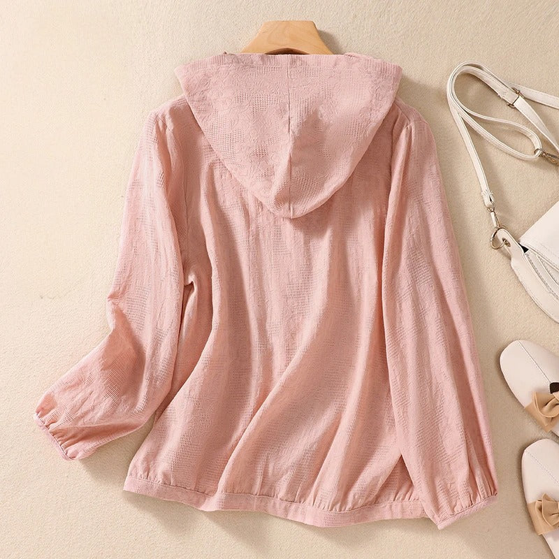Lightweight Button Front Hooded Top For Women | Sorella