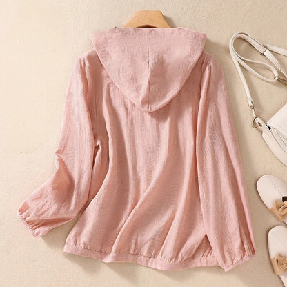 Lightweight Button Front Hooded Top For Women | Sorella