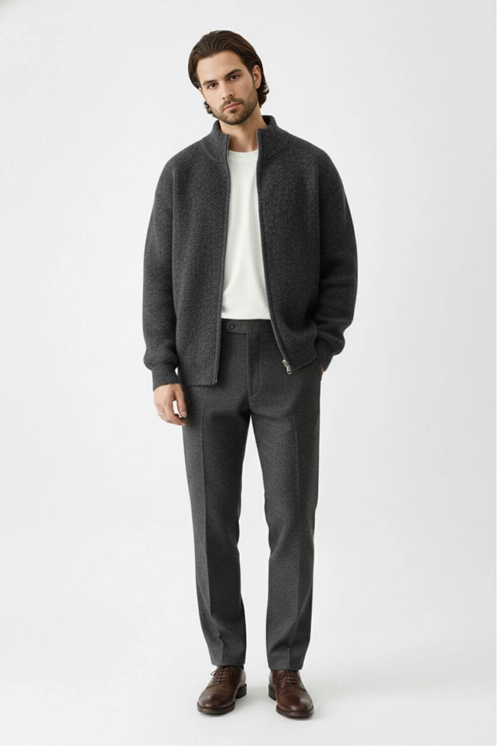 Full Zip Stand Collar Jacket For Men | Darvyn