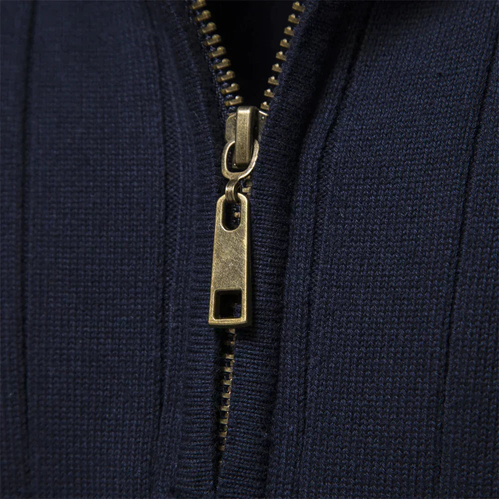 Ribbed Zip Neck Sweater for Men | Corin