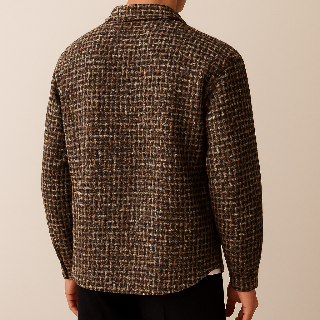 Houndstooth Button Front Overshirt For Men | Victor