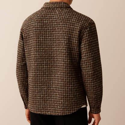 Houndstooth Button Front Overshirt For Men | Victor