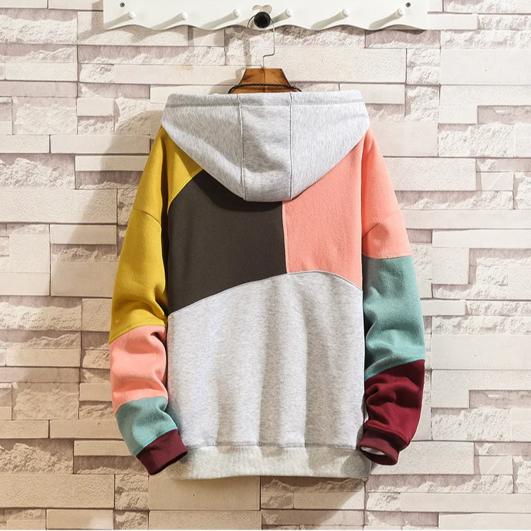 Colour Block Patchwork Hoodie for Men | Maverick