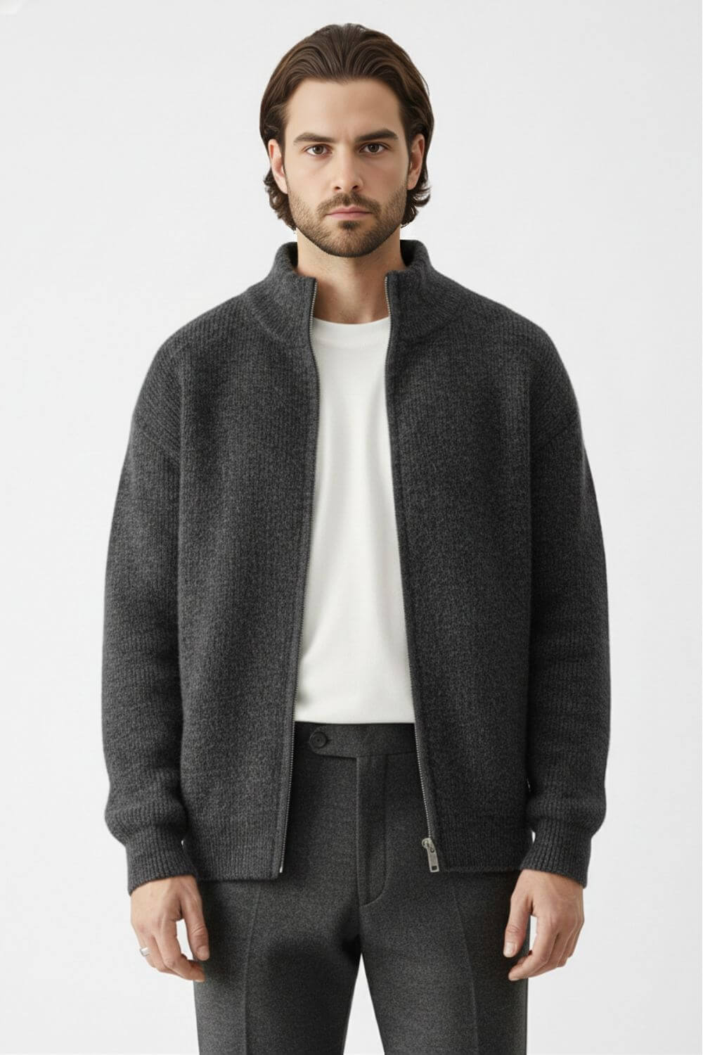 Full Zip Stand Collar Jacket For Men | Darvyn