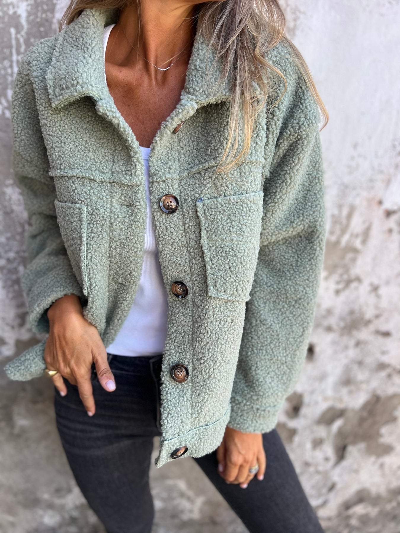 Button Front Cosy Jacket For Women | Jess