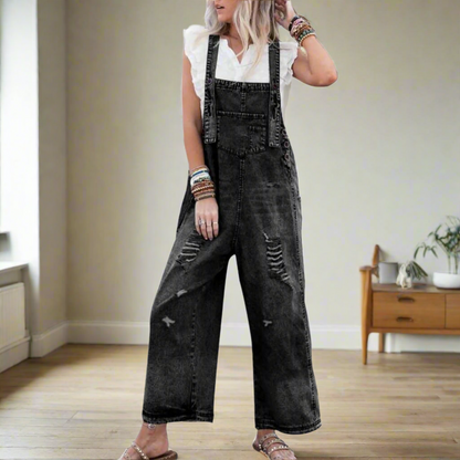Vintage Wash Adjustable Jumpsuit For Women | Maristelle