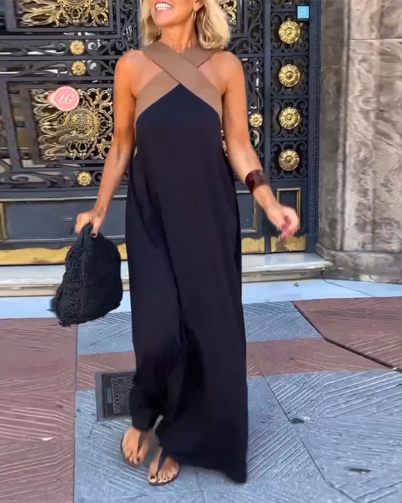 Cross Neck Long Dress For Women | Selmira