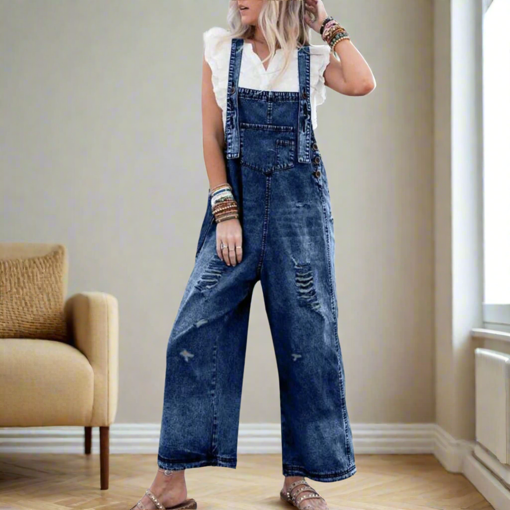 Vintage Wash Adjustable Jumpsuit For Women | Maristelle