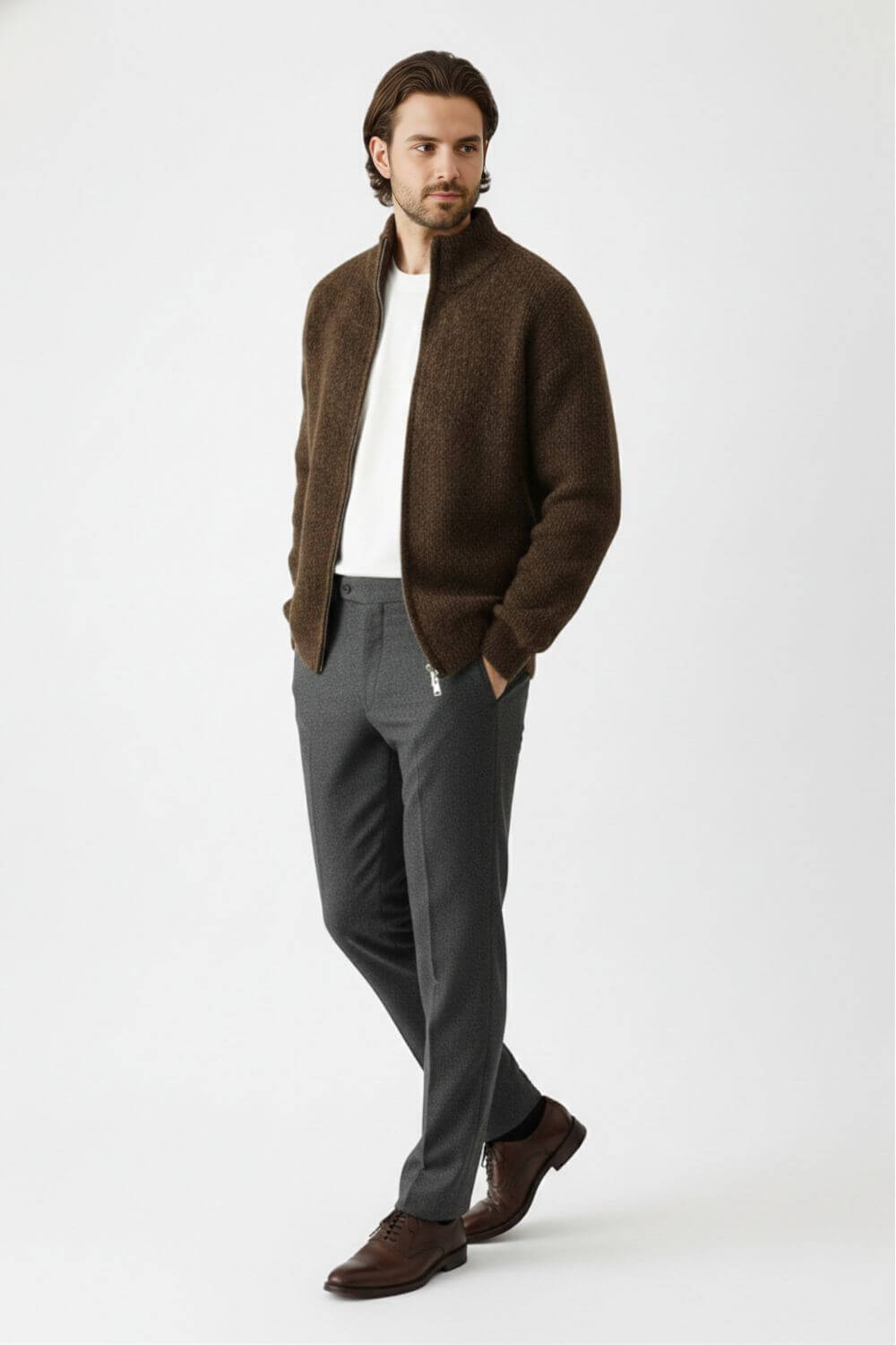 Full Zip Stand Collar Jacket For Men | Darvyn