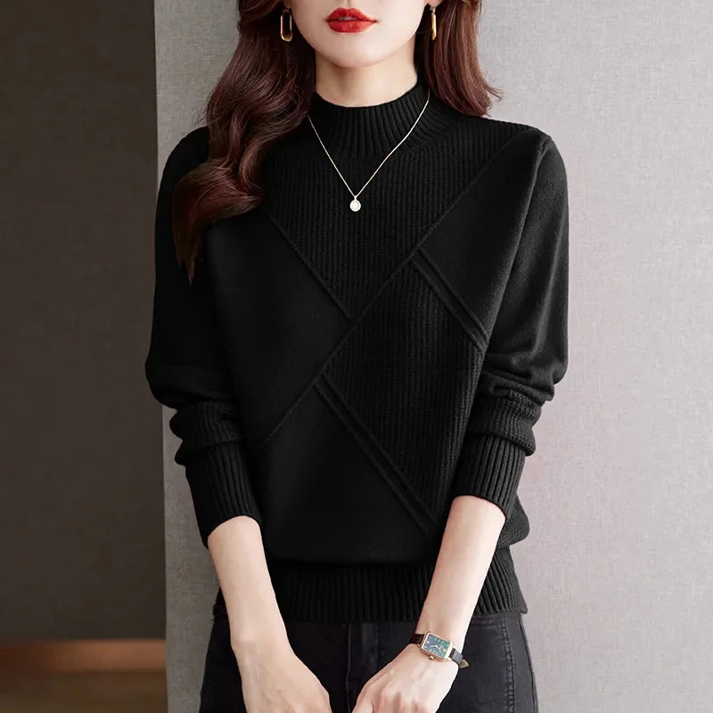 Ribbed Mock Neck Sweater For Women | Elowenna
