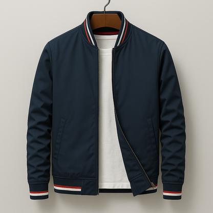 Striped Trim Zip-Up Jacket For Men | Grayson