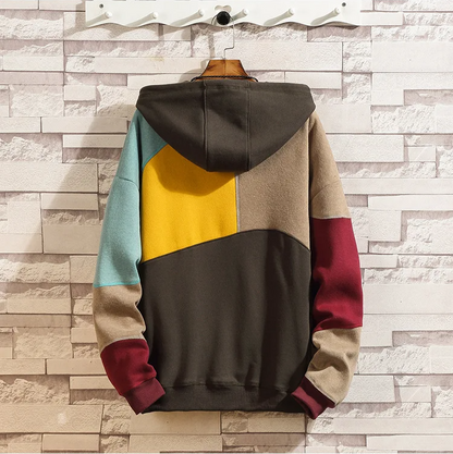 Colour Block Patchwork Hoodie for Men | Maverick