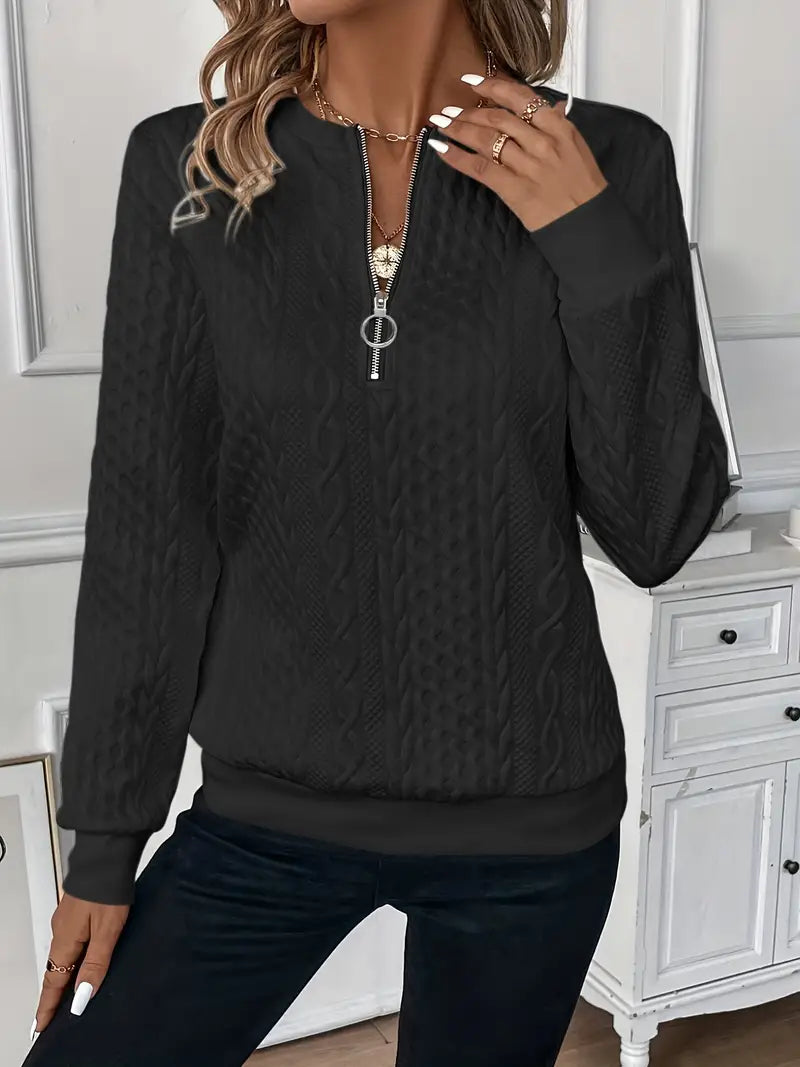 Half Zip Casual Sweater For Women | Lioraelle
