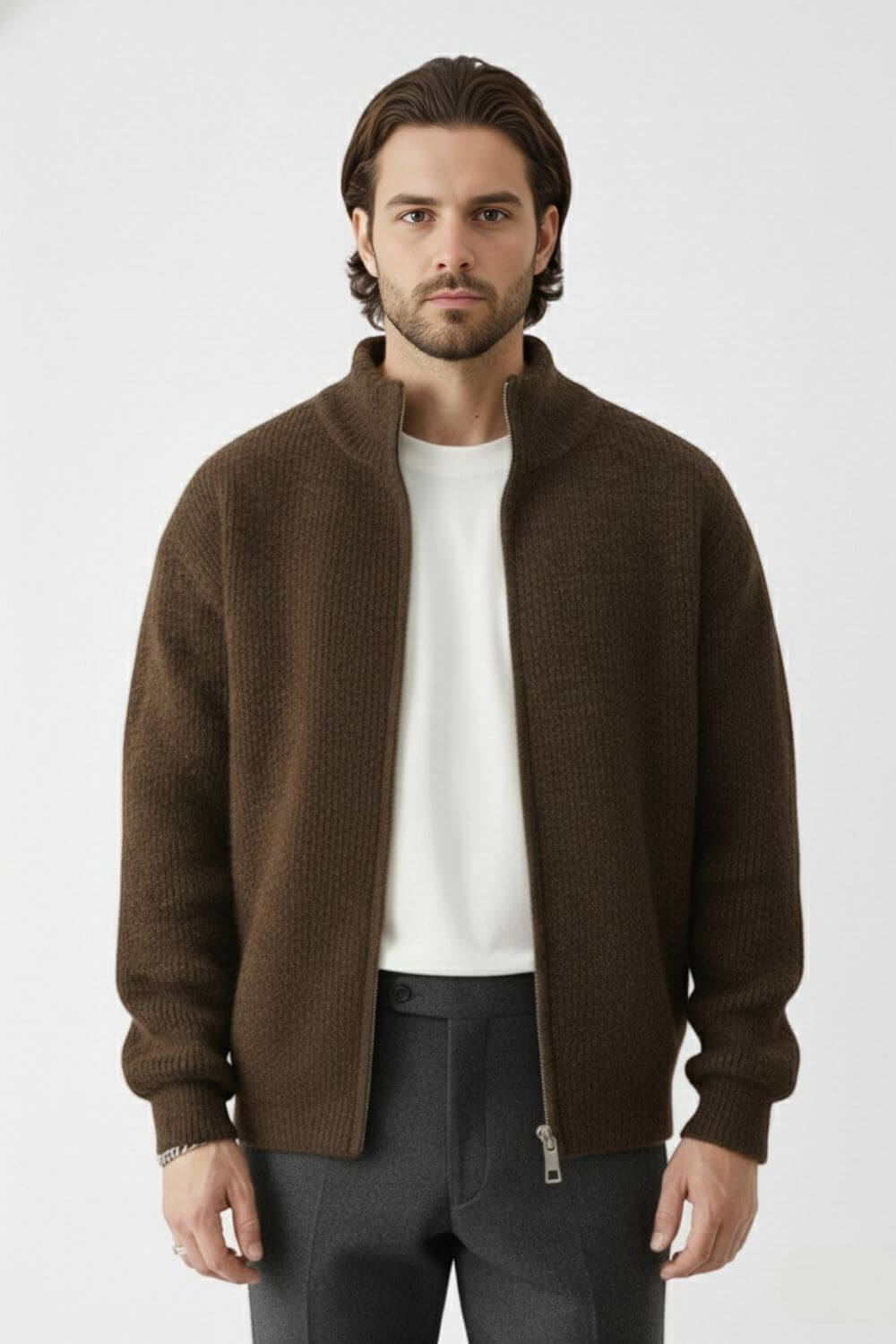 Full Zip Stand Collar Jacket For Men | Darvyn