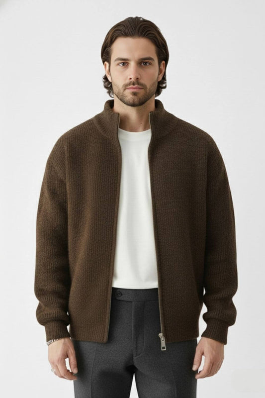 Full Zip Stand Collar Jacket For Men | Darvyn