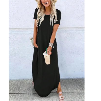 Casual Round Neck Maxi Dress For Women | Arvena