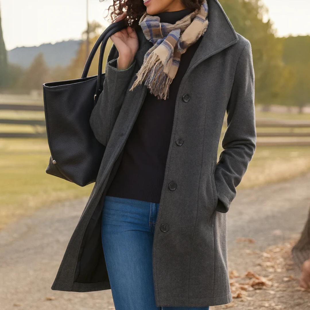 Classic Button Front Heritage Coat For Women | Emilia