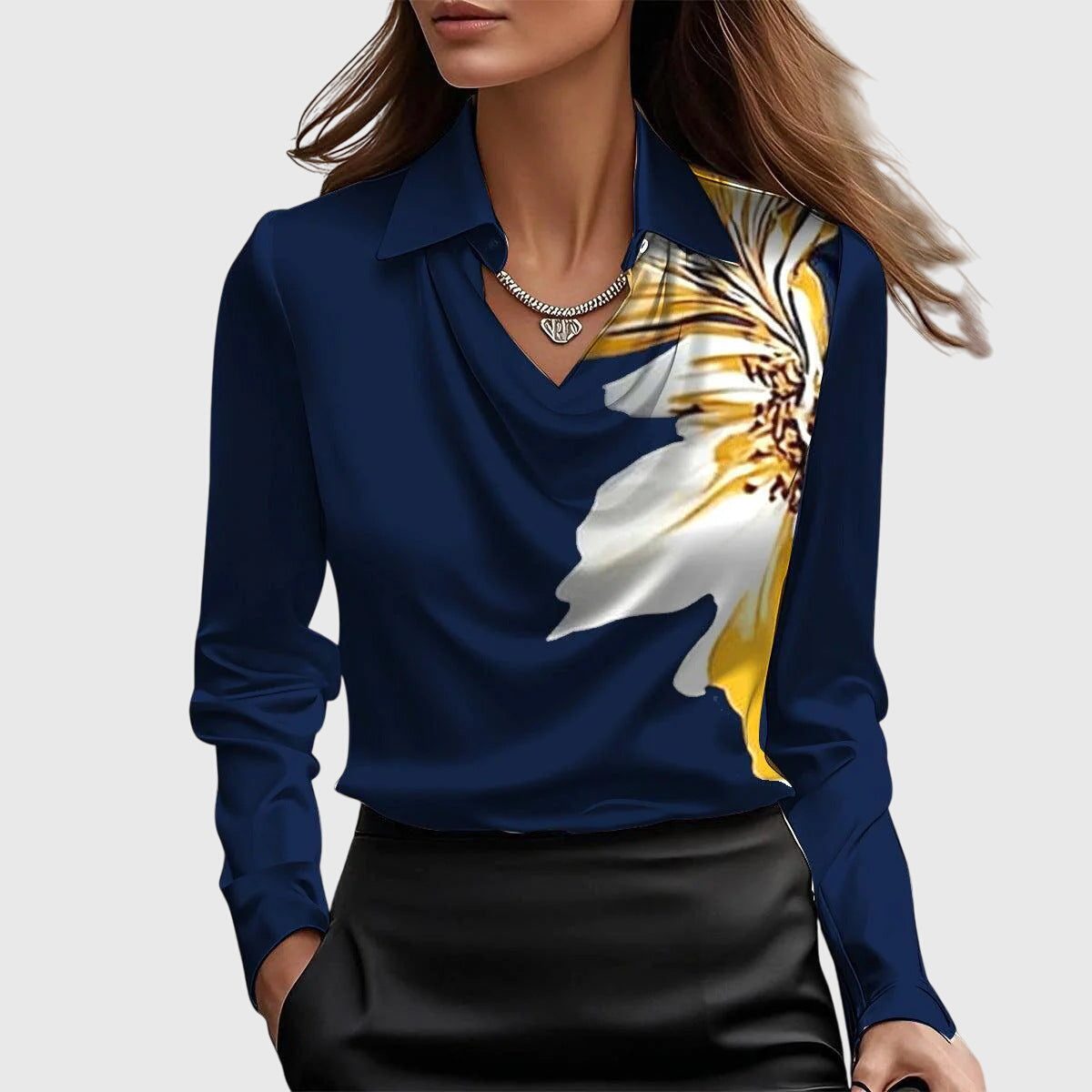 Draped Neck Elegant Blouse For Women | Vivienne