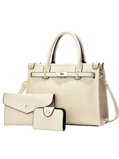 Crocodile Embossed Large Capacity Crossbody Handbag Set For Women | Valentinae