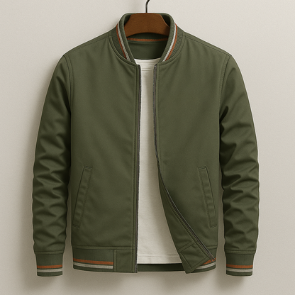 Striped Trim Zip-Up Jacket For Men | Grayson