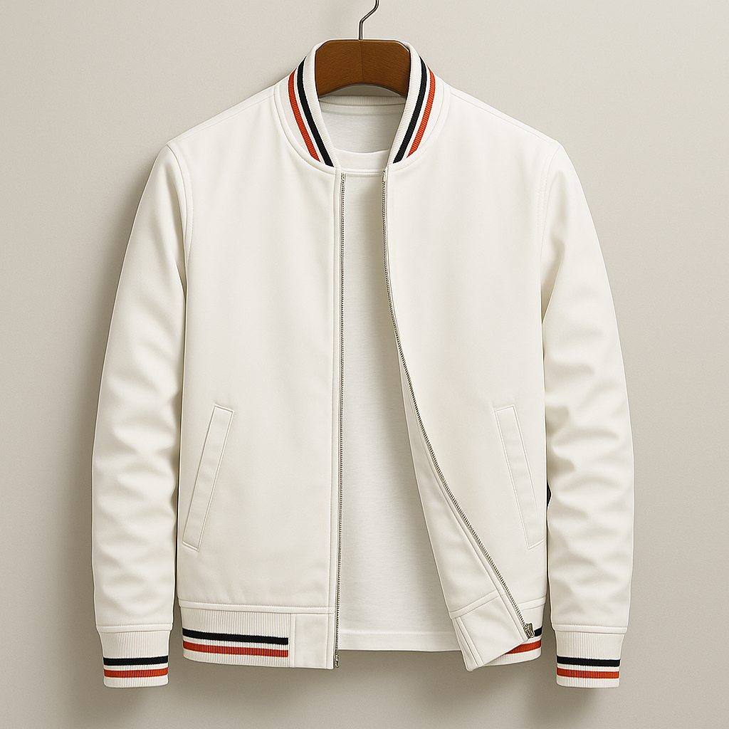 Striped Trim Zip-Up Jacket For Men | Grayson