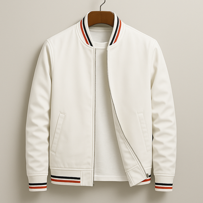 Striped Trim Zip-Up Jacket For Men | Grayson