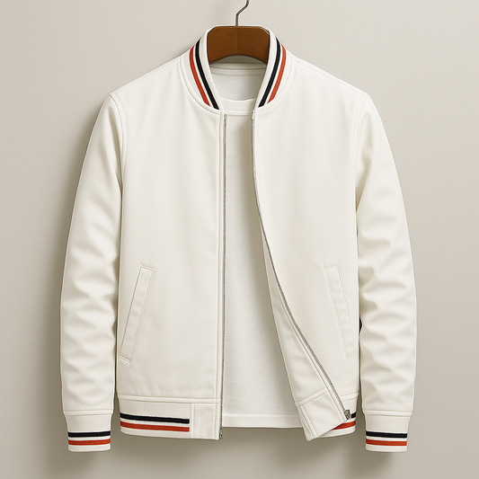 Striped Trim Zip-Up Jacket For Men | Grayson