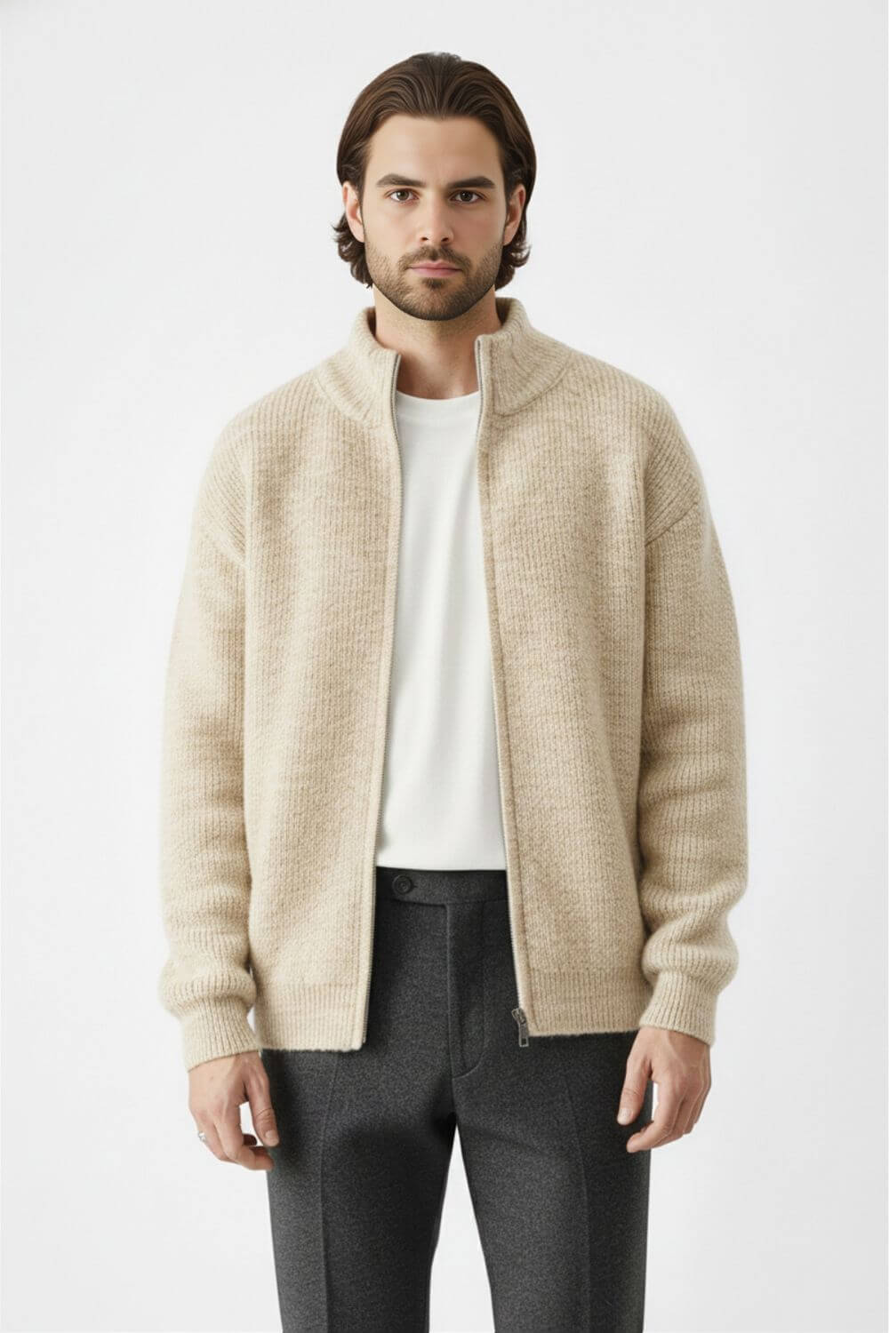 Full Zip Stand Collar Jacket For Men | Darvyn