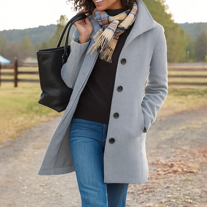 Classic Button Front Heritage Coat For Women | Emilia