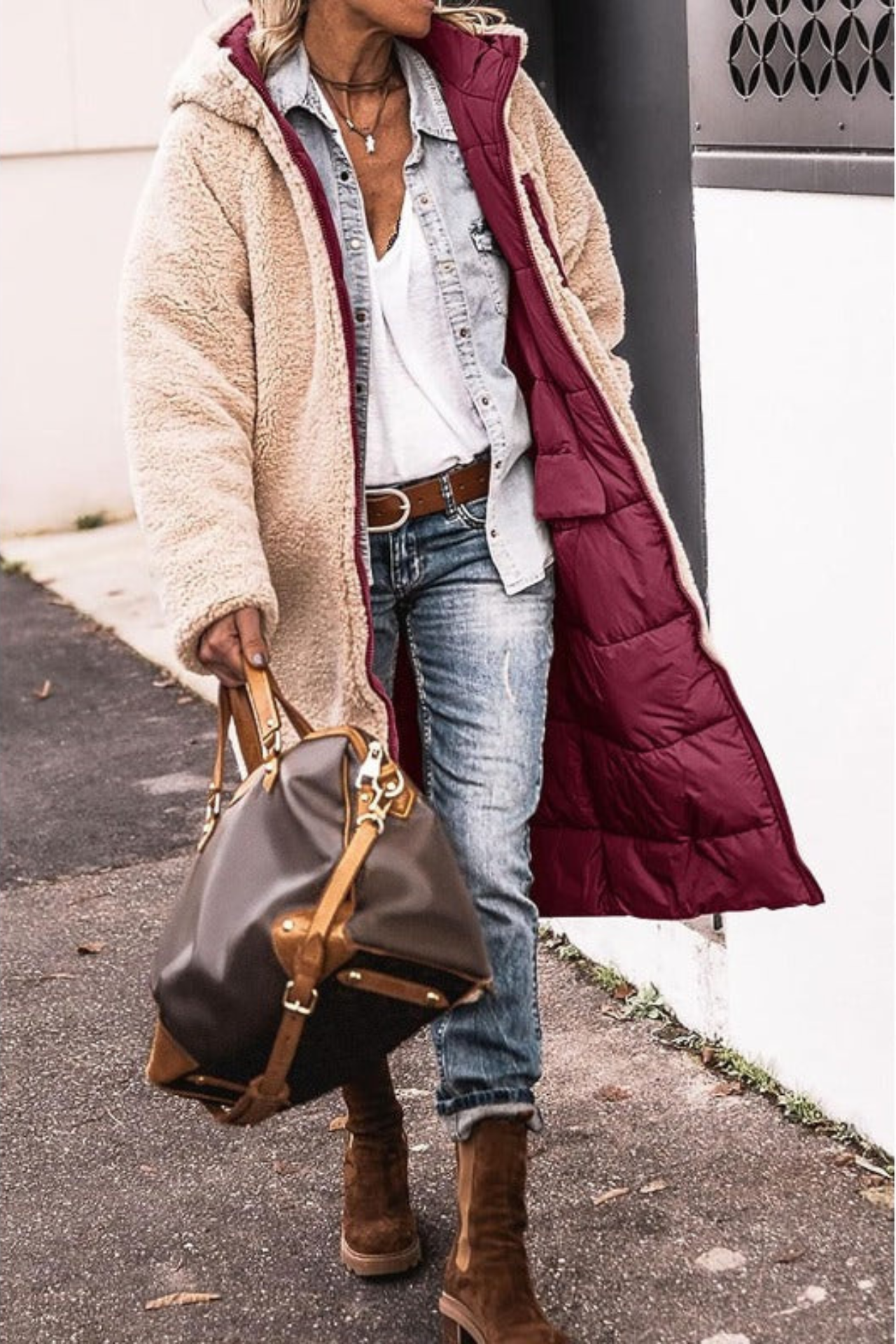 Elegant Reversible Long Coat For Women | Elvie