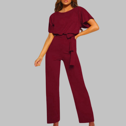 Casual Tie Front Batwing Sleeve Jumpsuit For Women | Elanora