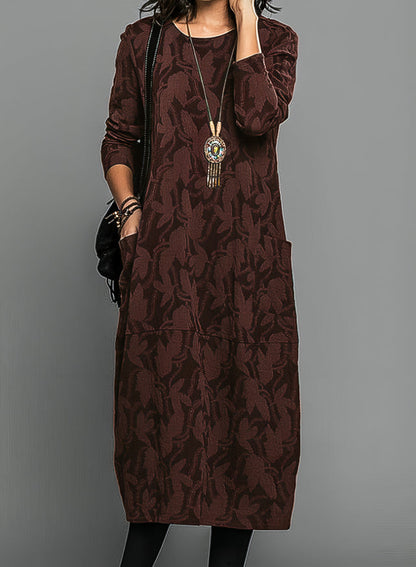 Long Sleeve Printed Midi Dress for Women | Mirella
