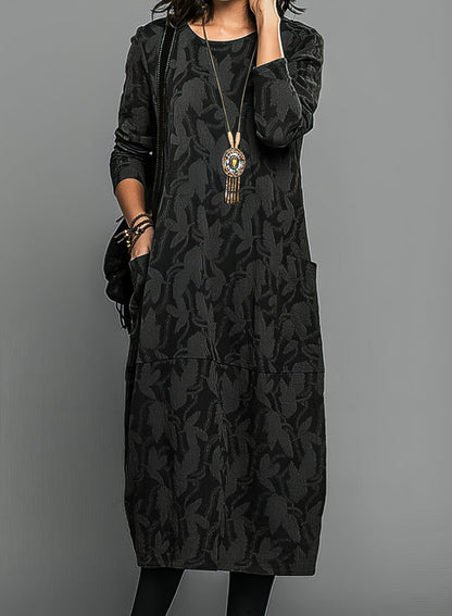 Long Sleeve Printed Midi Dress for Women | Mirella