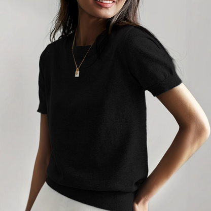 Casual Short Sleeve Crew Neck Top For Women | Alverine