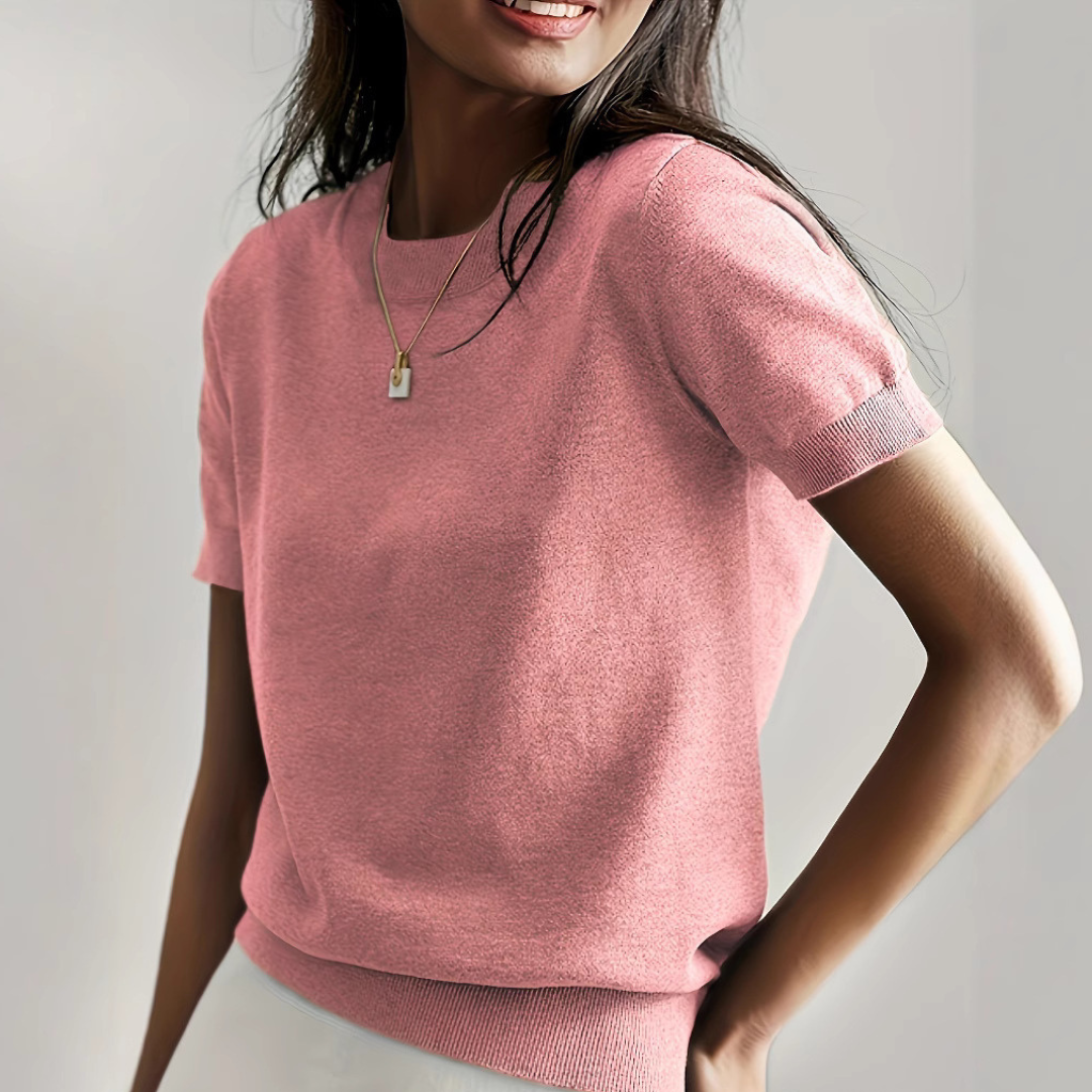 Casual Short Sleeve Crew Neck Top For Women | Alverine