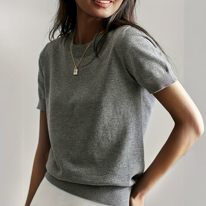 Casual Short Sleeve Crew Neck Top For Women | Alverine
