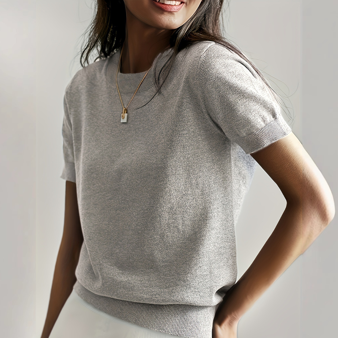 Casual Short Sleeve Crew Neck Top For Women | Alverine
